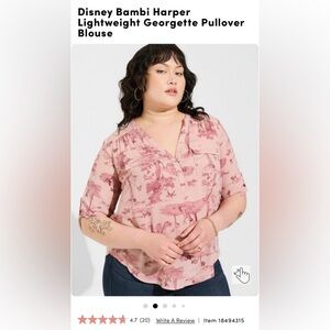Torrid Disney Bambi Harper Lightweight Georgette Pullover Blouse